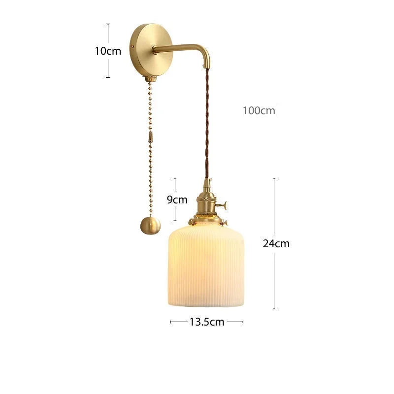 Applique murale dorée moderne céramique fil ajustable LED - vue 11 sur 23