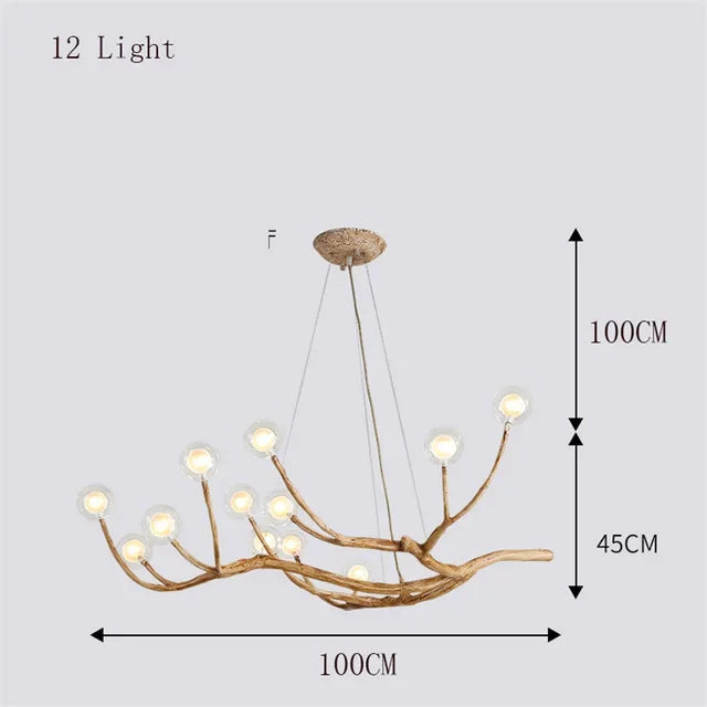 lustre vintage en résine branches d'arbres pour décoration intérieure