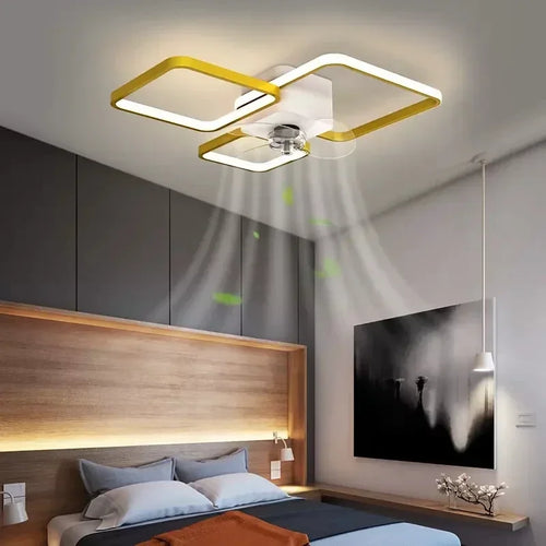 plafonnier led avec ventilateur et télécommande design moderne - vue 4 sur 10