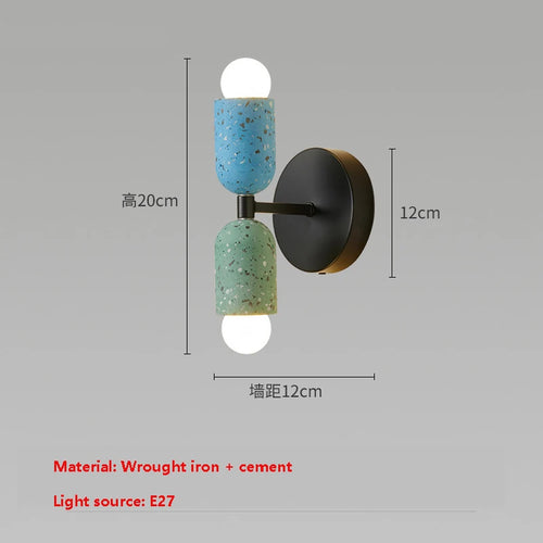 applique murale japonaise en ciment à double tête led - vue 9 sur 8