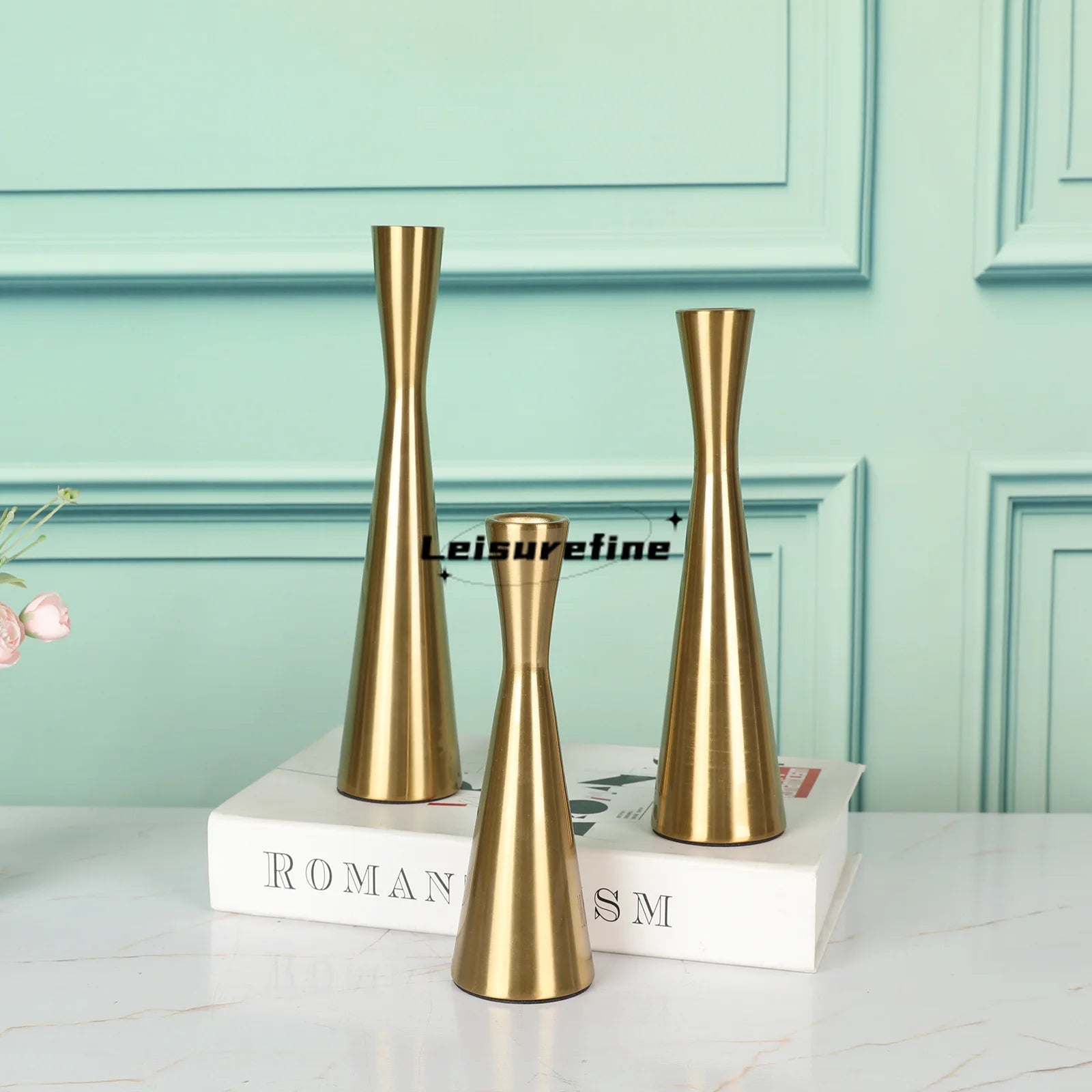 lot de 3 bougeoirs en fer design moderne pour décoration festive - vue 2 sur 8