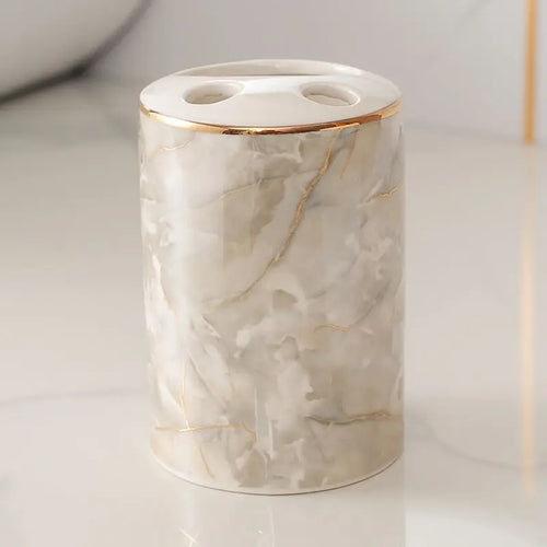 accessoires de salle de bain en céramique marbrée décorative et pratique - vue 4 sur 18