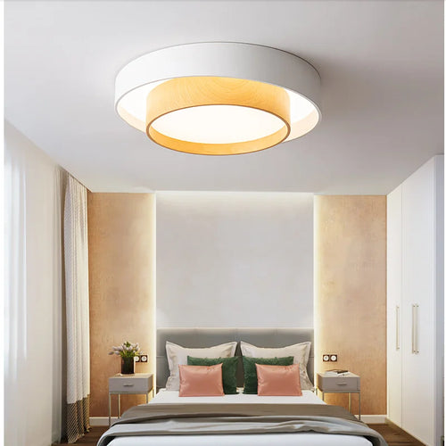 plafonnier led en bois simple pour entrée et couloir - vue 4 sur 9