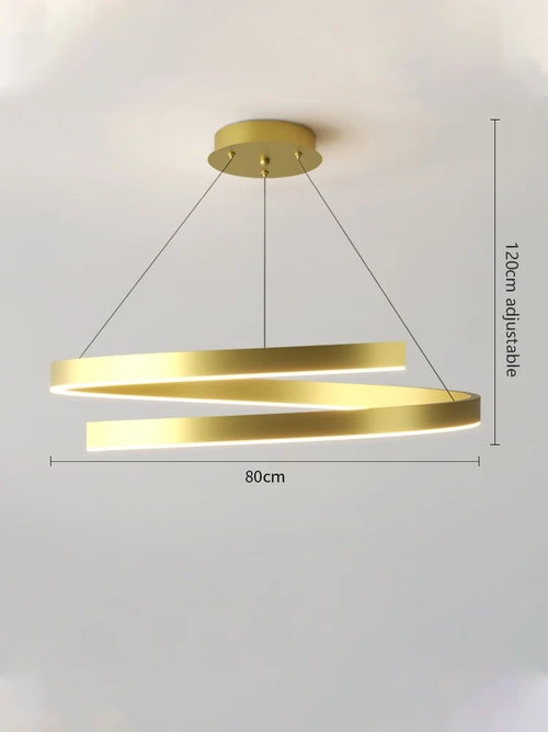 lustre à anneau simple moderne en fer doré avec éclairage LED intérieur - vue 7 sur 15