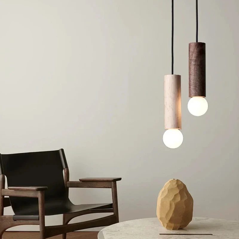 lampe suspendue en bois led décoration simple nordique - vue 4 sur 12