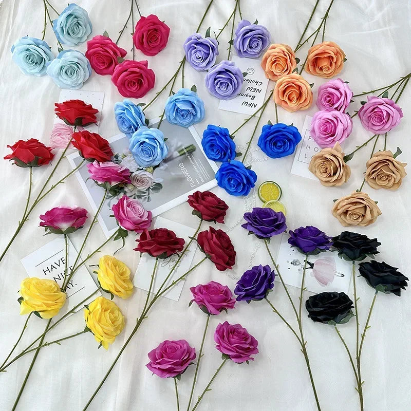 branches de roses artificielles en soie pour décoration élégante - vue 6 sur 40