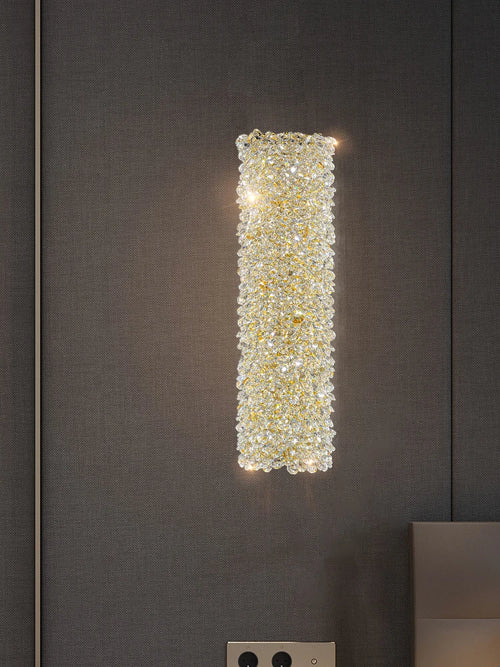 applique murale en métal doré avec ampoule en cristal clair fil réglable - vue 2 sur 9