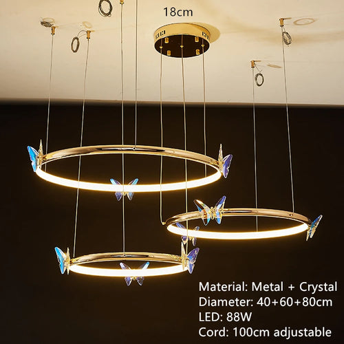 lustre led papillon avec cordon réglable pour décoration intérieure - vue 19 sur 20