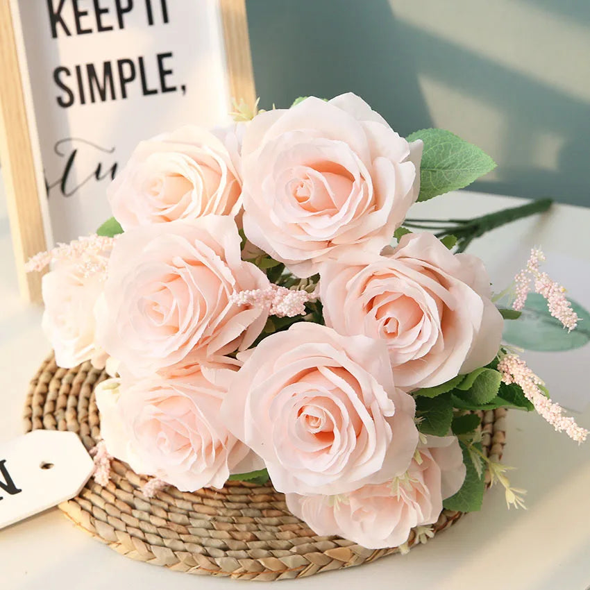bouquet de roses artificielles pour mariage et décoration intérieure - vue 6 sur 12