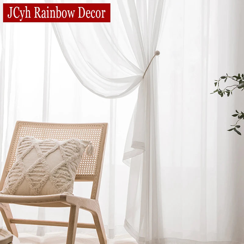Voilage moderne translucide pour salon chambre balcon - vue 2 sur 7
