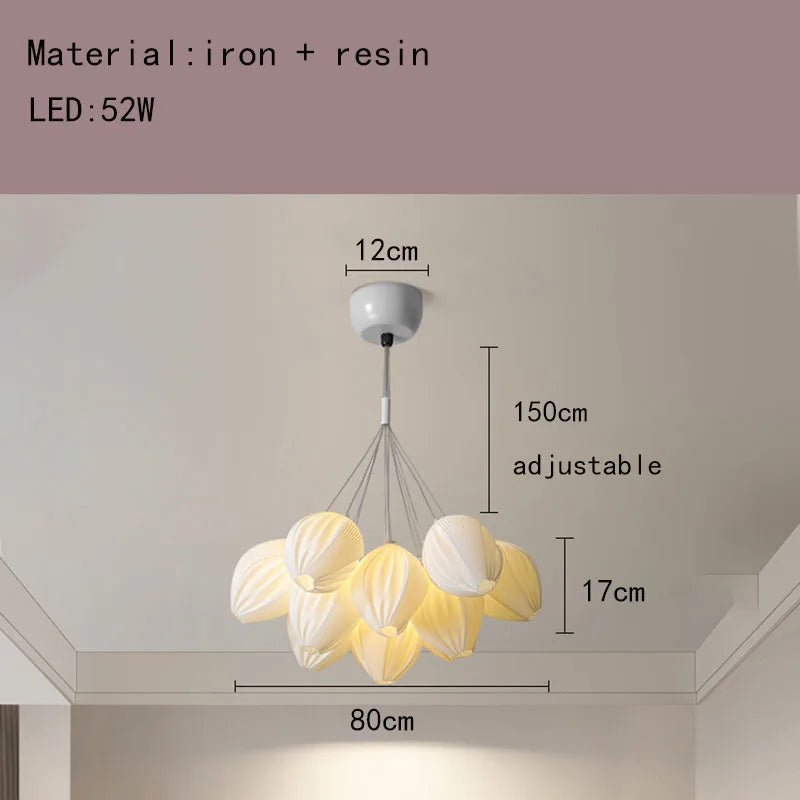 lustre en résine avec abat-jour romantique en métal - vue 12 sur 14