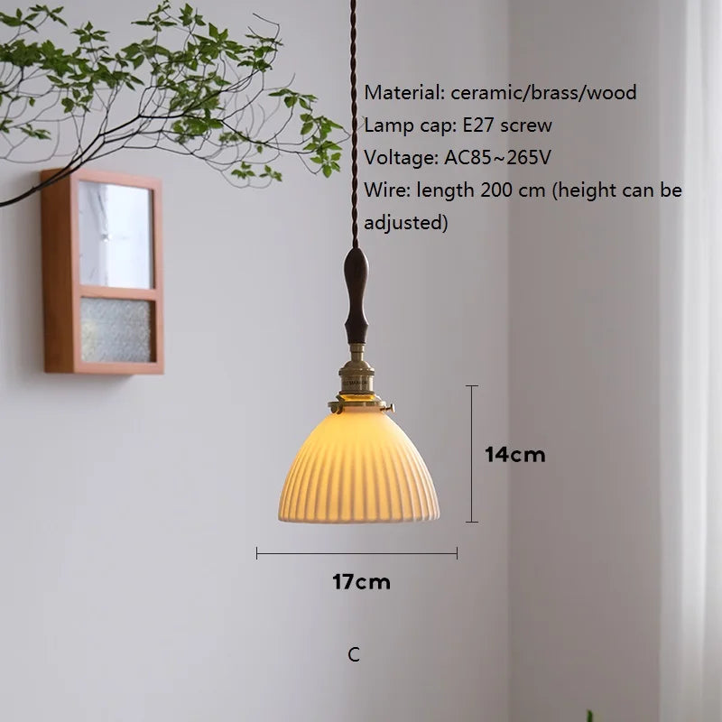 lustre nordique vintage en céramique et laiton luminaire suspendu - vue 8 sur 10
