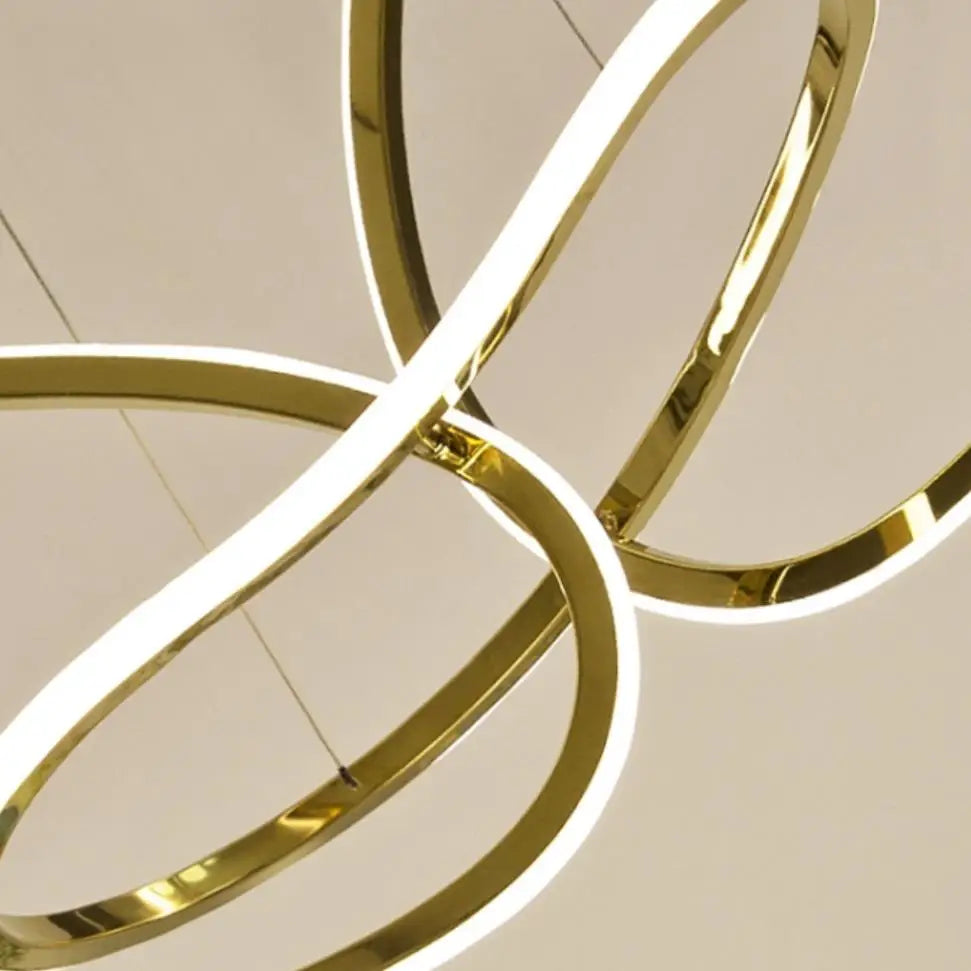 suspension moderne en acier inoxydable doré pour décoration artistique - vue 6 sur 11