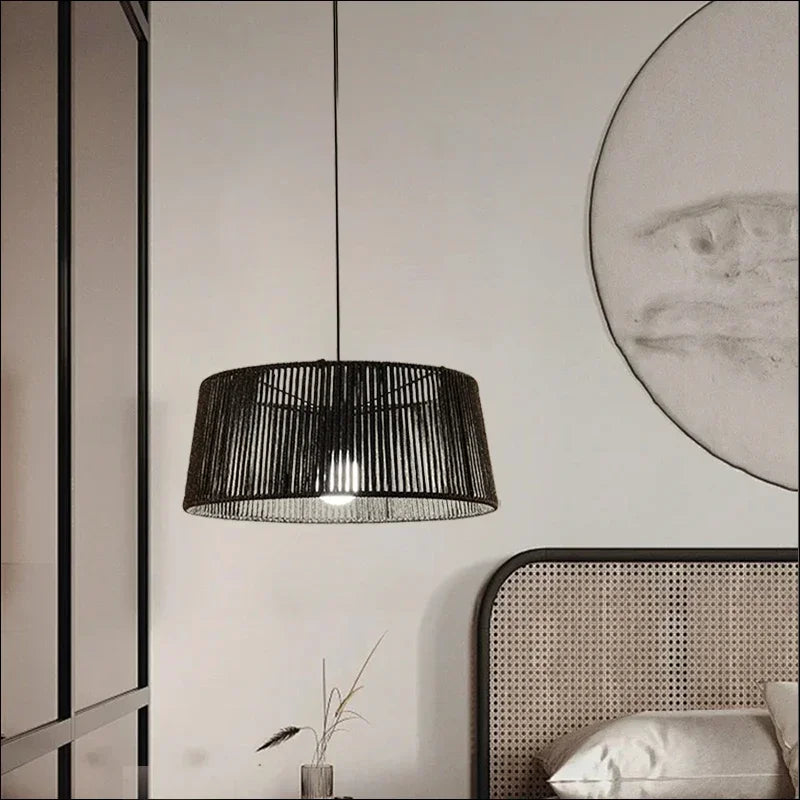 lustre nordique sandyha tissé corde éclairage led maison - vue 3 sur 12