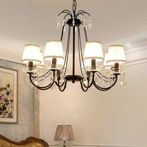 lustre rétro en fer et cristal style américain créatif - vue 2 sur 12