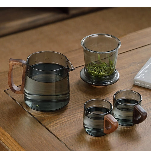 Théière en verre portable avec tasses style moderne - vue 6 sur 7