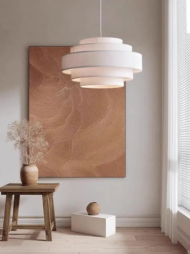 lustre à led en tissu style wabi sabi pour décoration intérieure - vue 3 sur 12