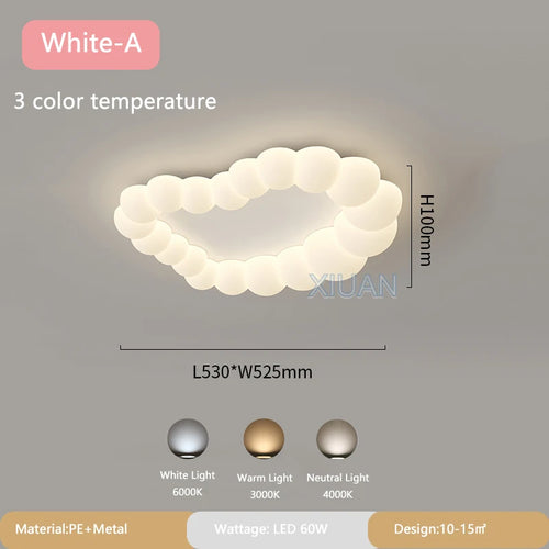 Nordic Cloud Ceiling Lamps Bedroom Ceiling Light Pink White Bubble Design Children's Room Chandelier Lights for Princess Room - vue 10 sur 12