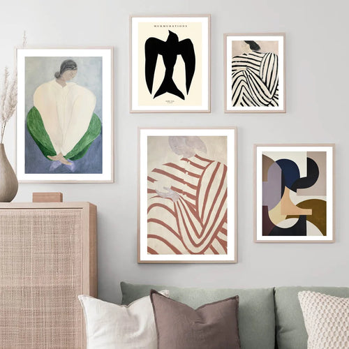 pyjama rayé femme géométrie feuille art mural rétro décoratif - vue 3 sur 7