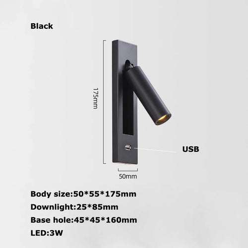 applique murale led rotative avec interrupteur pour lecture - vue 15 sur 21
