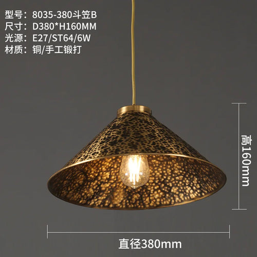 lustre décoratif chinois en cuivre pour ambiance zen - vue 11 sur 14