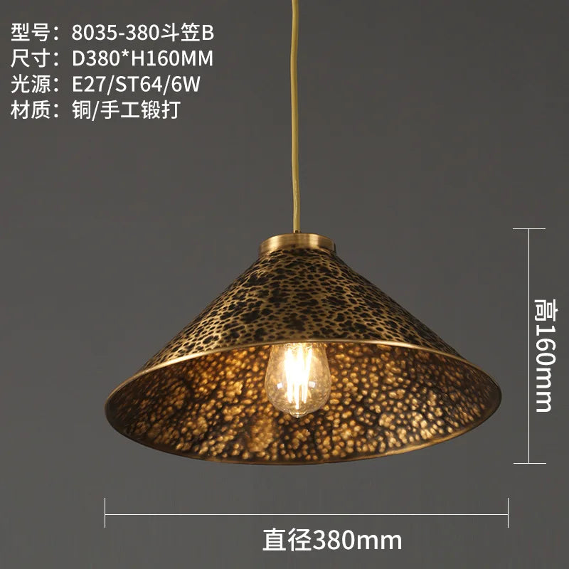lustre décoratif chinois en cuivre pour ambiance zen - vue 10 sur 14