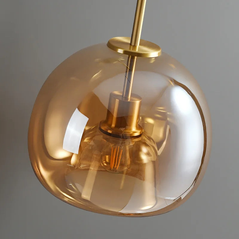 Plafonnier design en verre de couloir passage luxe fumé ambre gris - vue 4 sur 8