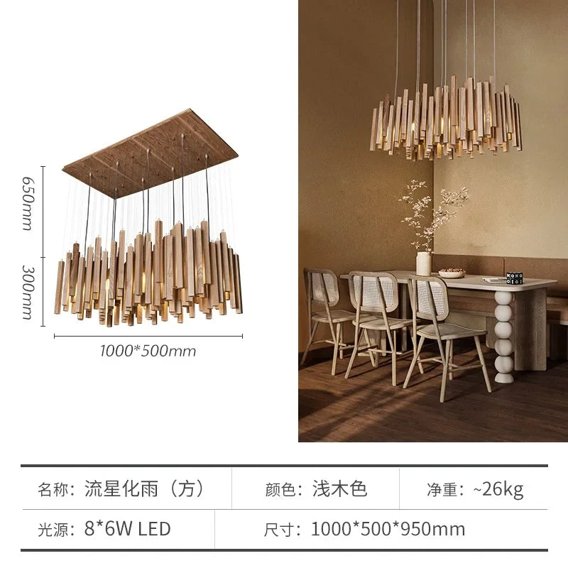 Lustre de Restaurant chinois en bois massif - vue 11 sur 16
