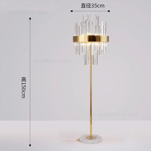 lampadaire post-moderne nordique en cristal doré led luxe - vue 17 sur 17