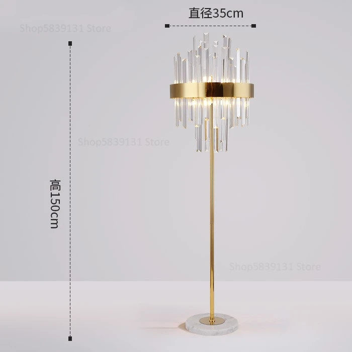 lampadaire post-moderne nordique en cristal doré led luxe - vue 16 sur 17