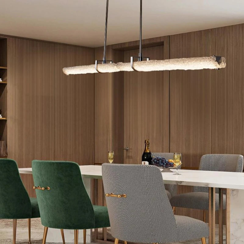 suspension moderne en acier inoxydable avec barre en cristal minimaliste - vue 4 sur 9