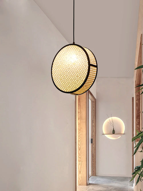 lustre créatif en rotin tissé pour décoration intérieure élégante - vue 3 sur 9