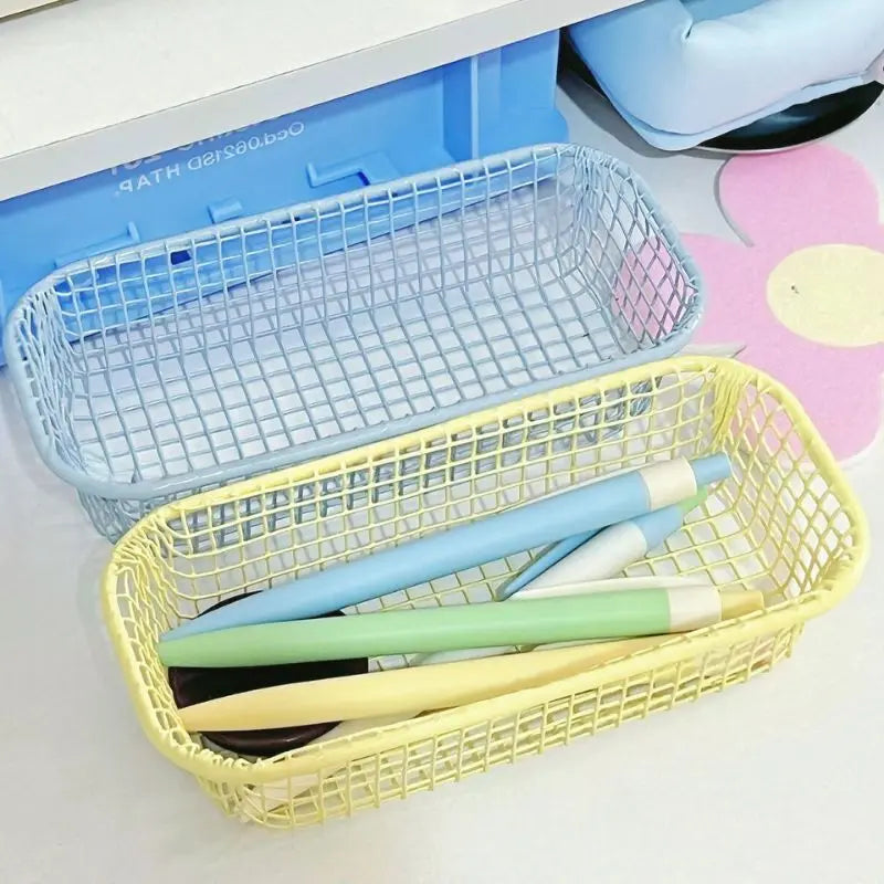 panier de rangement en métal pour bureau et maquillage - vue 2 sur 9