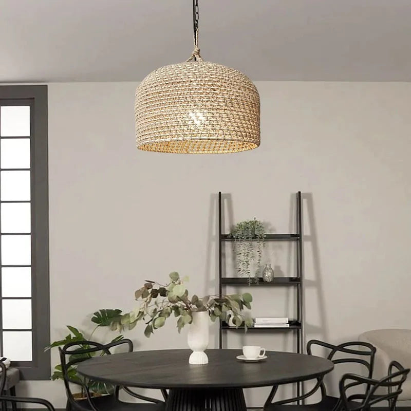 Suspension semi-circulaire en corde de chanvre orientale - vue 5 sur 10