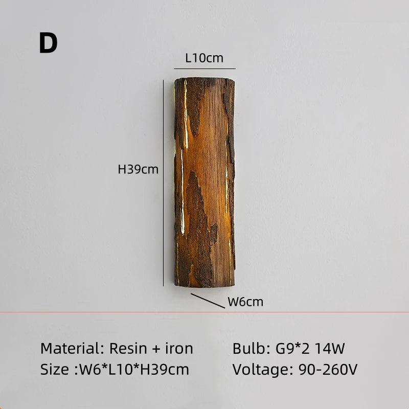 Modern creative tree stump LED wall lamp, indoor bedside wall lamp, designer, hotel, villa, cafe, passage, Art Deco, G9 - vue 9 sur 10