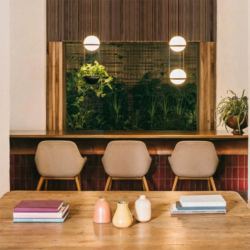 lustre nordique avec plante artificielle en pot suspendu - vue 2 sur 11