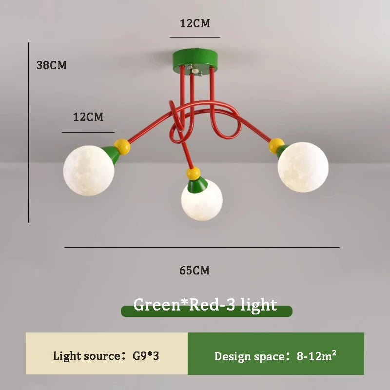 lustre nordique coloré pour chambre d'enfant moderne et simple