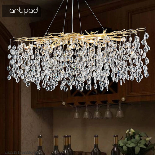 lustre en cristal de luxe avec branches led pour intérieur moderne - vue 2 sur 14