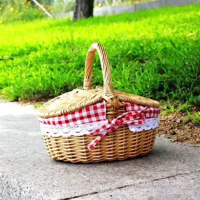panier en osier tissé à la main pour pique-nique et rangement extérieur - vue 9 sur 9