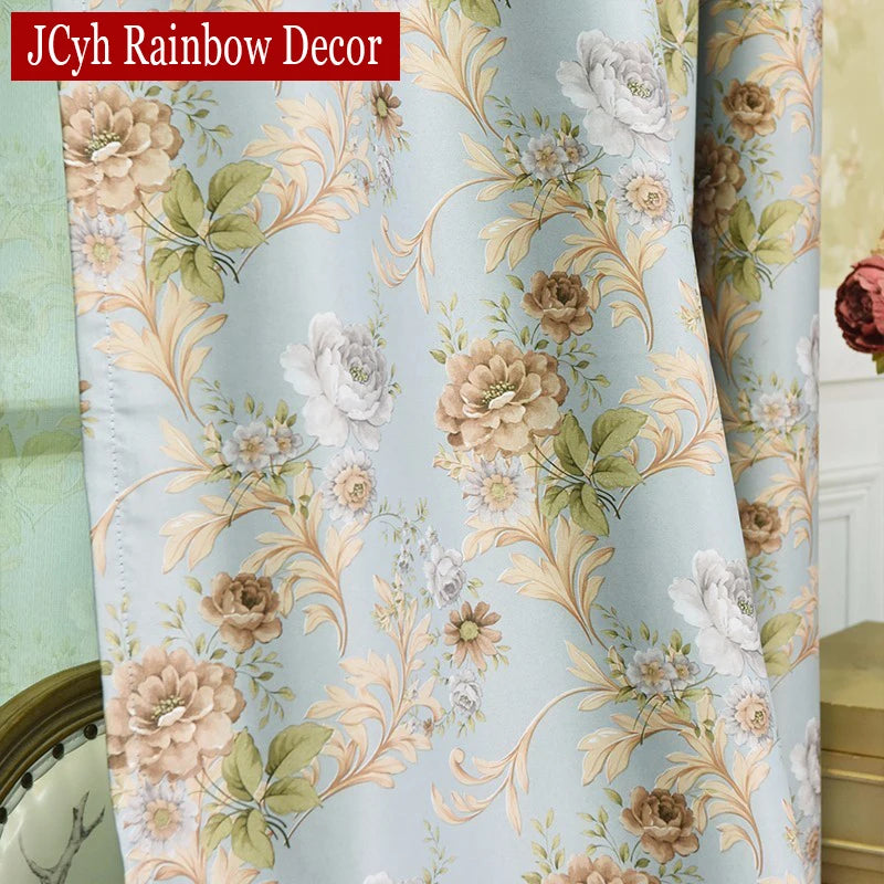 Rideau occultant floral style européen pour salon chambre - vue 4 sur 8
