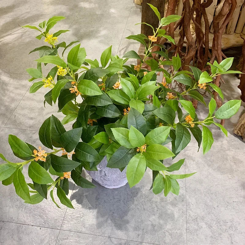 lot de 6 plantes artificielles en soie osmanthus pour décoration commerciale - vue 3 sur 8
