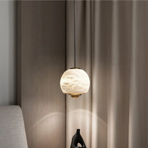 suspension LED en marbre naturel espagnol idéale pour bar et restaurant - vue 4 sur 6