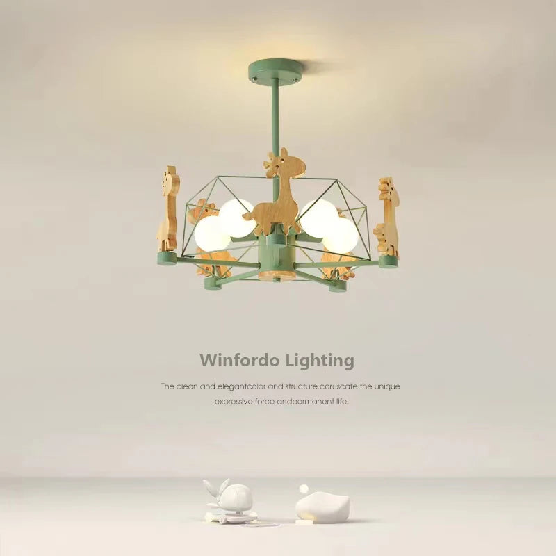 suspension girafe en bois à led pour enfants - vue 1 sur 12