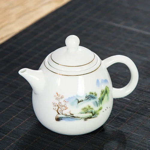 Theiere porcelaine style chinois service the puer 250ml - vue 3 sur 7