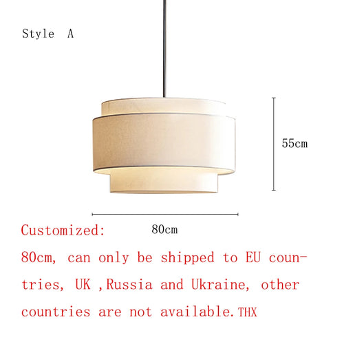 Lustre japonais tissu modernes LED - vue 12 sur 13