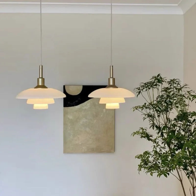 suspension design danois abat-jour en verre lumineux décoratif - vue 4 sur 12