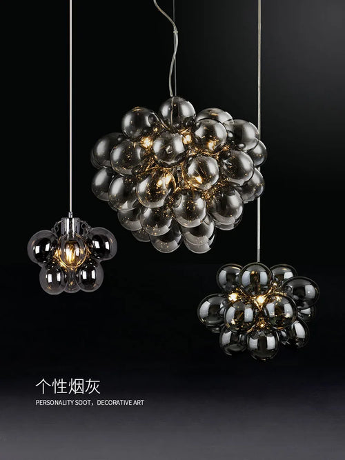 lustre postmoderne industriel en verre suspendu décoratif - vue 5 sur 14