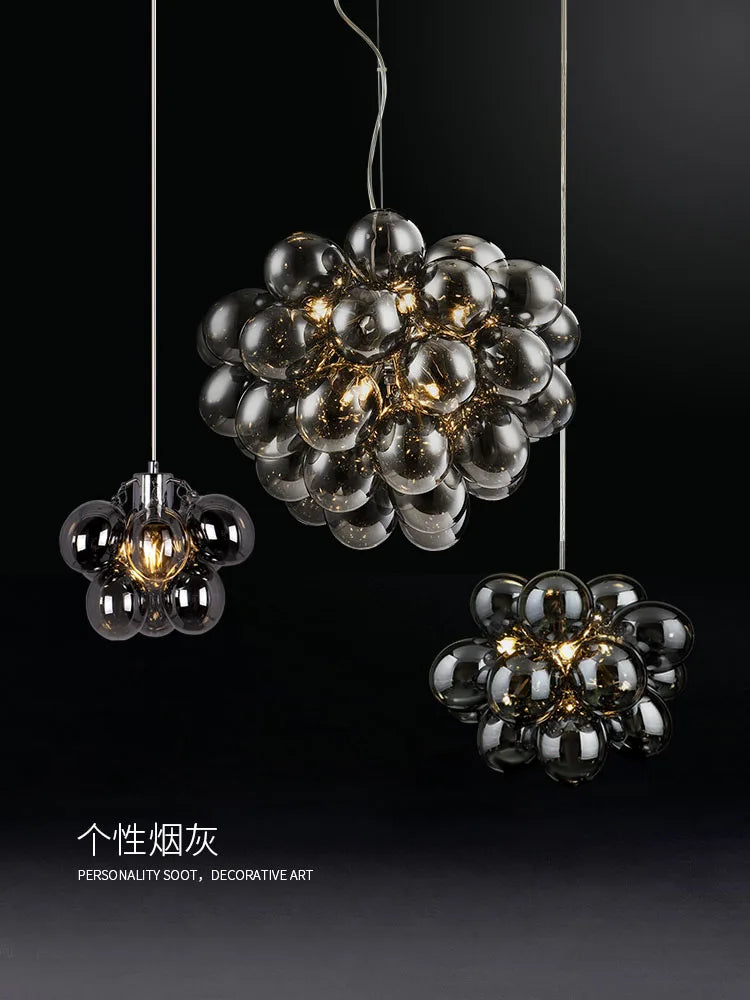 lustre postmoderne industriel en verre suspendu décoratif - vue 4 sur 14