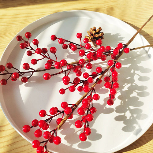 branche de fruits rouges artificiels pour décoration de Noël et récoltes - vue 5 sur 11