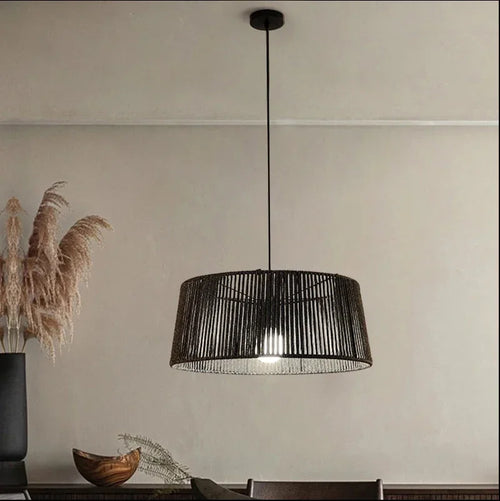 lustre nordique sandyha tissé corde led décoration maison - vue 4 sur 12